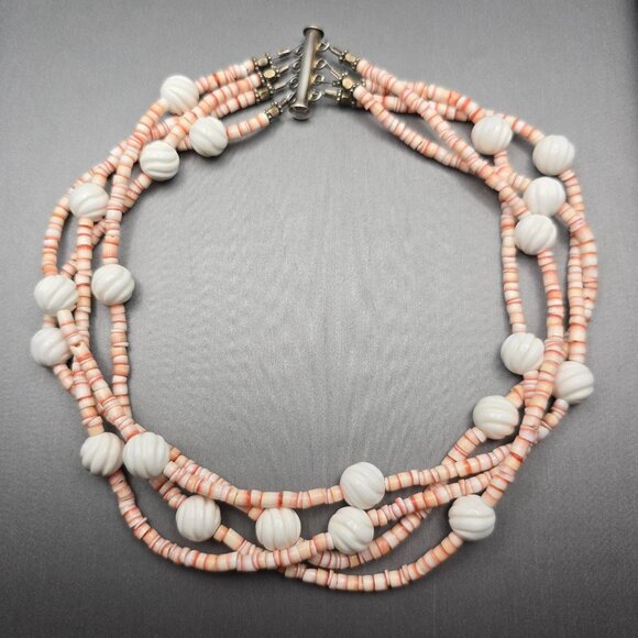 Unbranded Jewelry - VTG Southwestern Oyster Shell Multi‑Strand Choker Necklace 13" 925 Tube Clasp